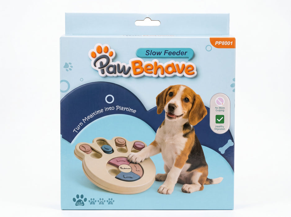 PawBehave Dog Puzzle Toy & Slow Feeder Bowl - Level 1 Interactive Puppy Treat Dispenser - Mental Enrichment Dog Toy to Prevent Gulping, Promote Healthy Digestion, and Turn Mealtime into Playtime