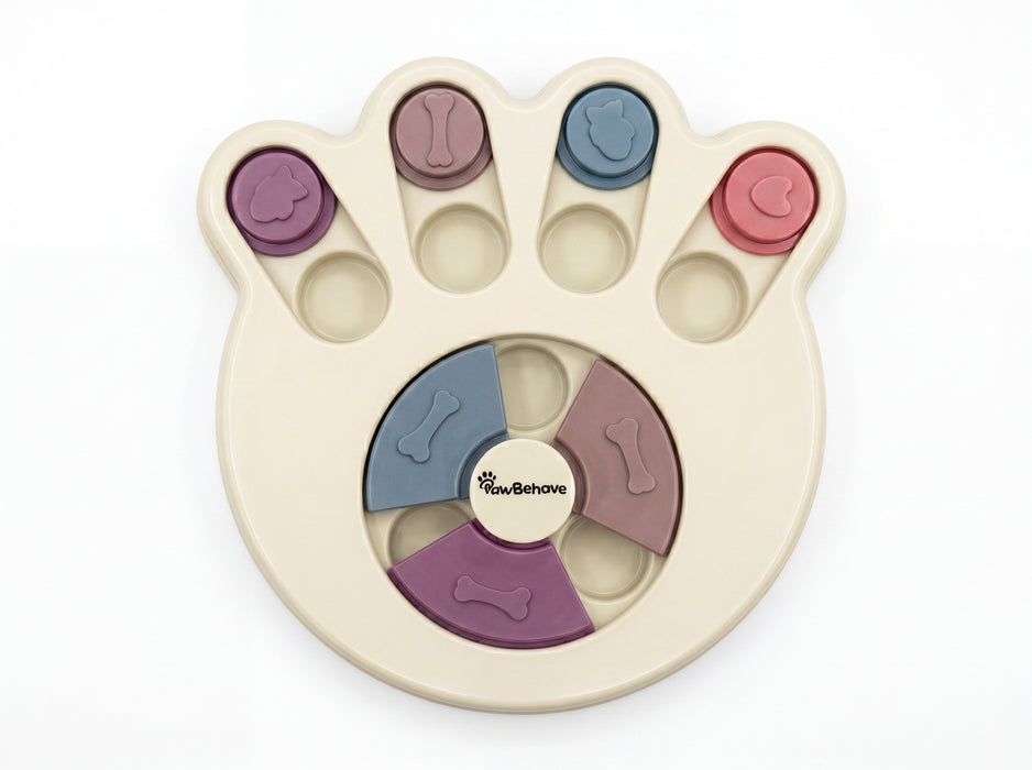 PawBehave Dog Puzzle Toy & Slow Feeder Bowl - Level 1 Interactive Puppy Treat Dispenser - Mental Enrichment Dog Toy to Prevent Gulping, Promote Healthy Digestion, and Turn Mealtime into Playtime