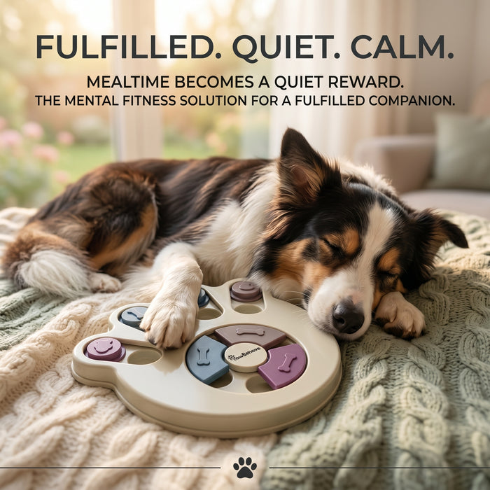 PawBehave Dog Puzzle Toy & Slow Feeder Bowl - Level 1 Interactive Puppy Treat Dispenser - Mental Enrichment Dog Toy to Prevent Gulping, Promote Healthy Digestion, and Turn Mealtime into Playtime