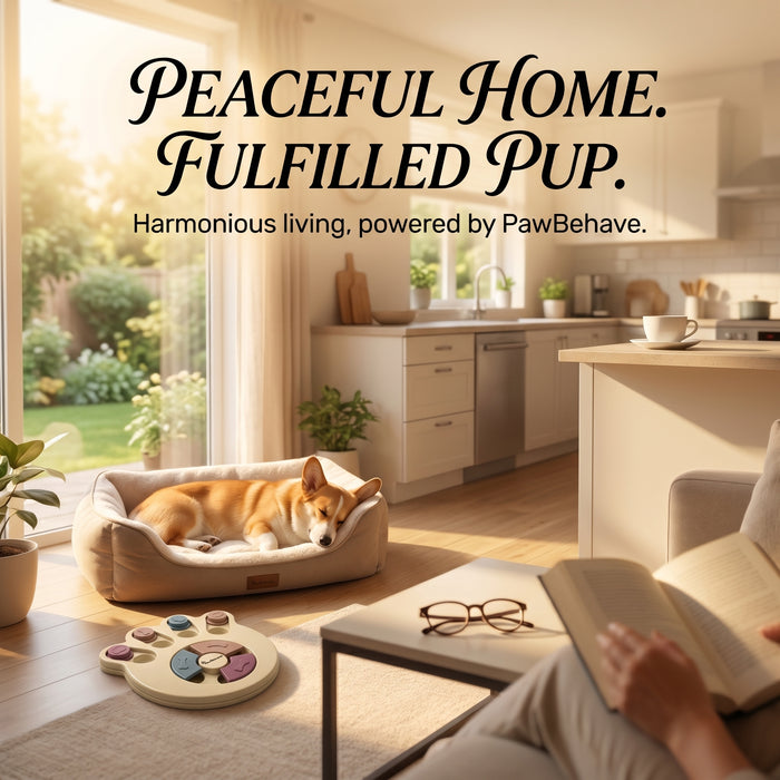 PawBehave Dog Puzzle Toy & Slow Feeder Bowl - Level 1 Interactive Puppy Treat Dispenser - Mental Enrichment Dog Toy to Prevent Gulping, Promote Healthy Digestion, and Turn Mealtime into Playtime