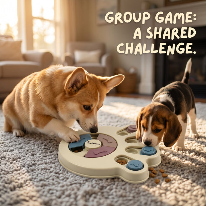 PawBehave Dog Puzzle Toy & Slow Feeder Bowl - Level 1 Interactive Puppy Treat Dispenser - Mental Enrichment Dog Toy to Prevent Gulping, Promote Healthy Digestion, and Turn Mealtime into Playtime