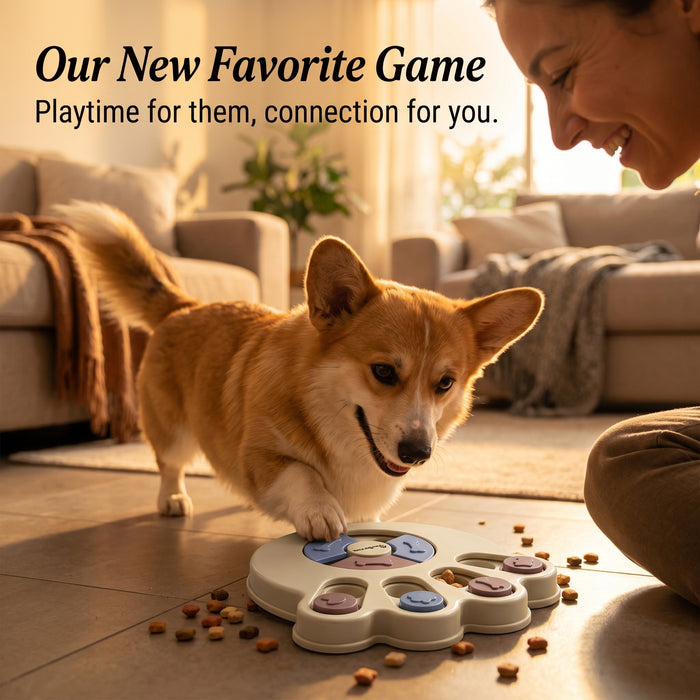 PawBehave Dog Puzzle Toy & Slow Feeder Bowl - Level 1 Interactive Puppy Treat Dispenser - Mental Enrichment Dog Toy to Prevent Gulping, Promote Healthy Digestion, and Turn Mealtime into Playtime