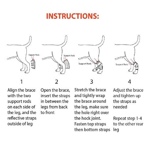 NeoAlly Rear Leg Hock Brace - Metal Spring Strips for Small Dogs [Short Version] (Pair)